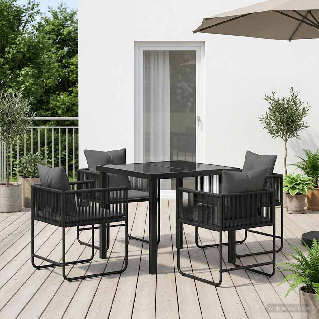 Vrtni set za objed 5 pcs Crna i antracit 80 x 80 x 73 cm