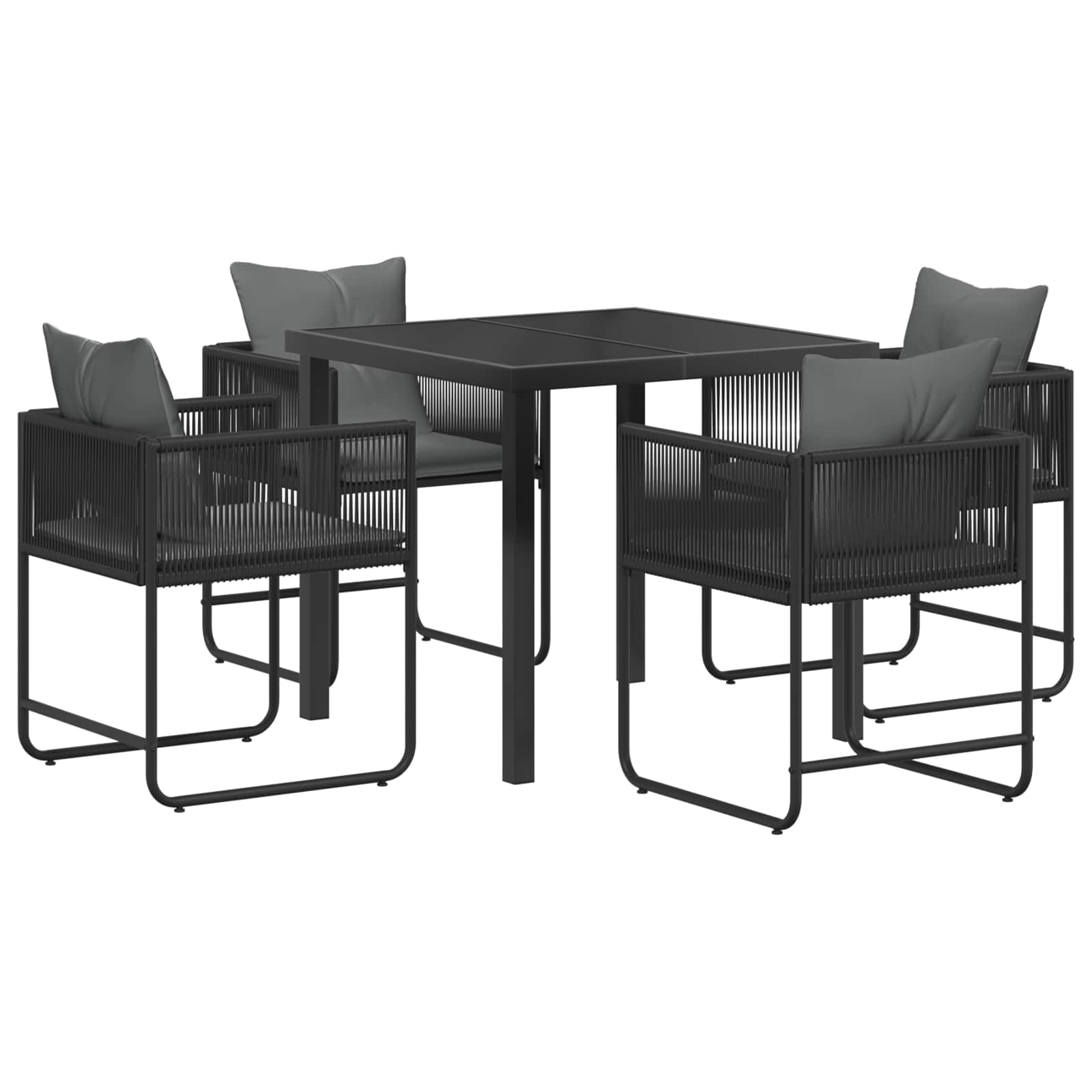 Vrtni set za objed 5 pcs Crna i antracit 80 x 80 x 73 cm
