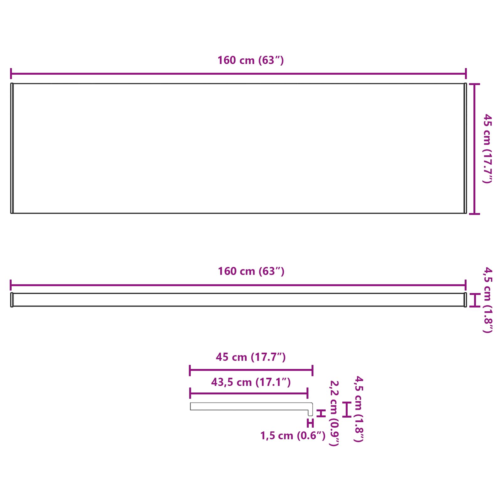 Prozorska klupčica Mramorni tekst 160 x 45 x 4,5 cm PVC
