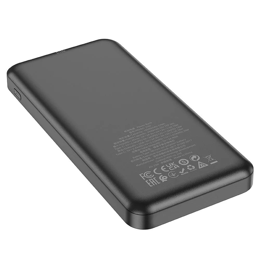 HOCO power bank 10000mAh PD QC3.0 3A 20W J102 crni