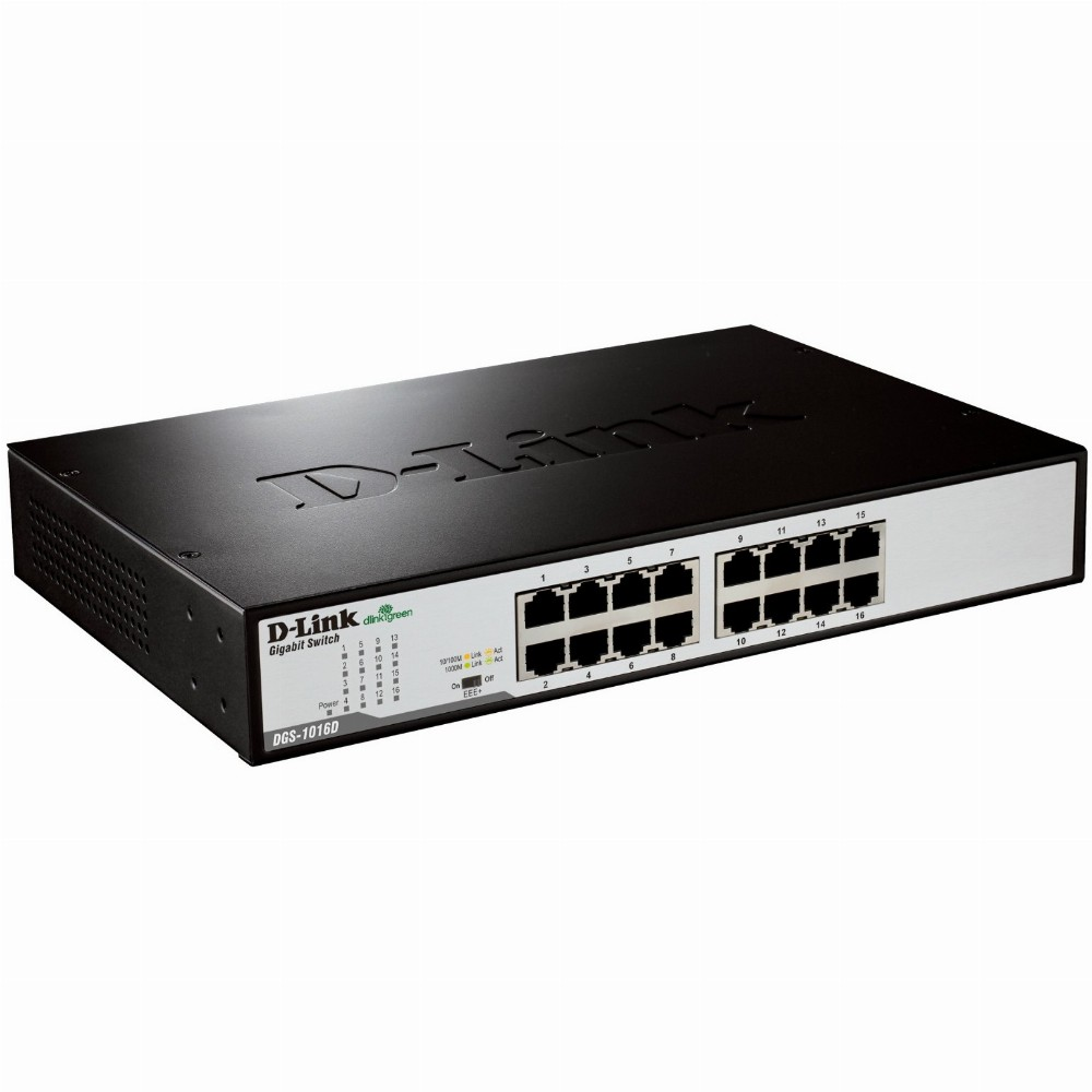 D-Link DGS-1016D/E mrežni prekidač Neupravljano Crno, Metalno