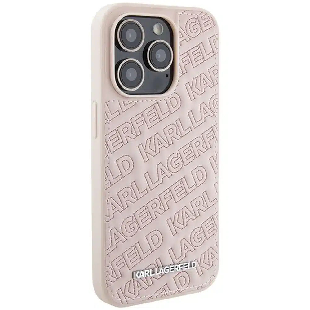 Originální pouzdro KARL LAGERFELD Hardcase KLHCP15LPQKPMP pro iPhone 15 Pro (prošívaný vzor / růžová)