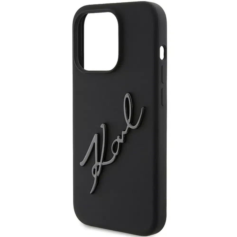 Originální pouzdro KARL LAGERFELD Hardcase pro iPhone 15 Pro Max (Silikonové Karl Script Logo / černé)