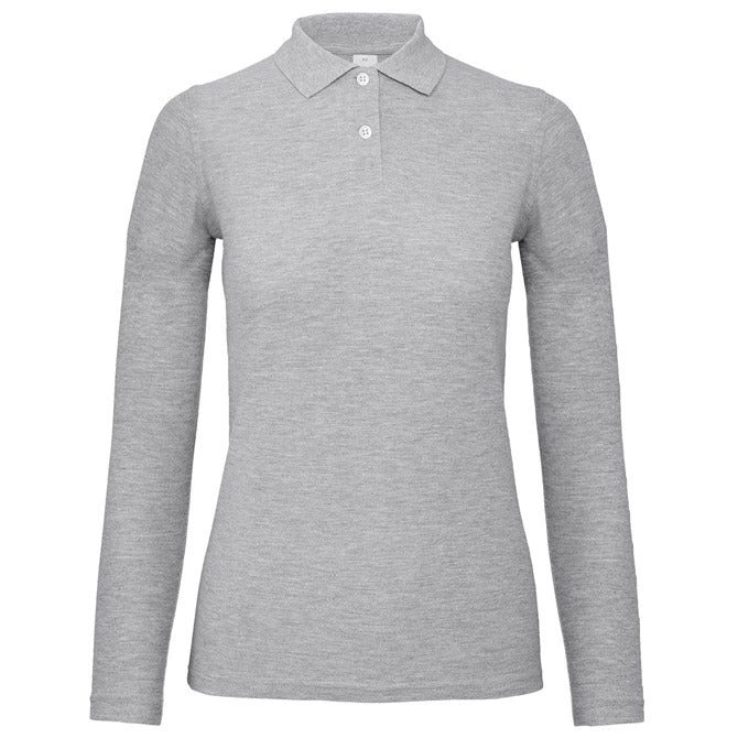 MAJICA DUGI RUKAVI POLO B&C ID.001 LSL/WOMEN 180G SVIJETLO SIVA L
