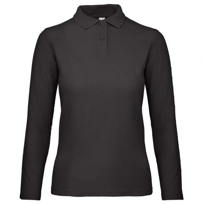 MAJICA DUGI RUKAVI POLO B&C ID.001 LSL/WOMEN 180G CRNA 2XL