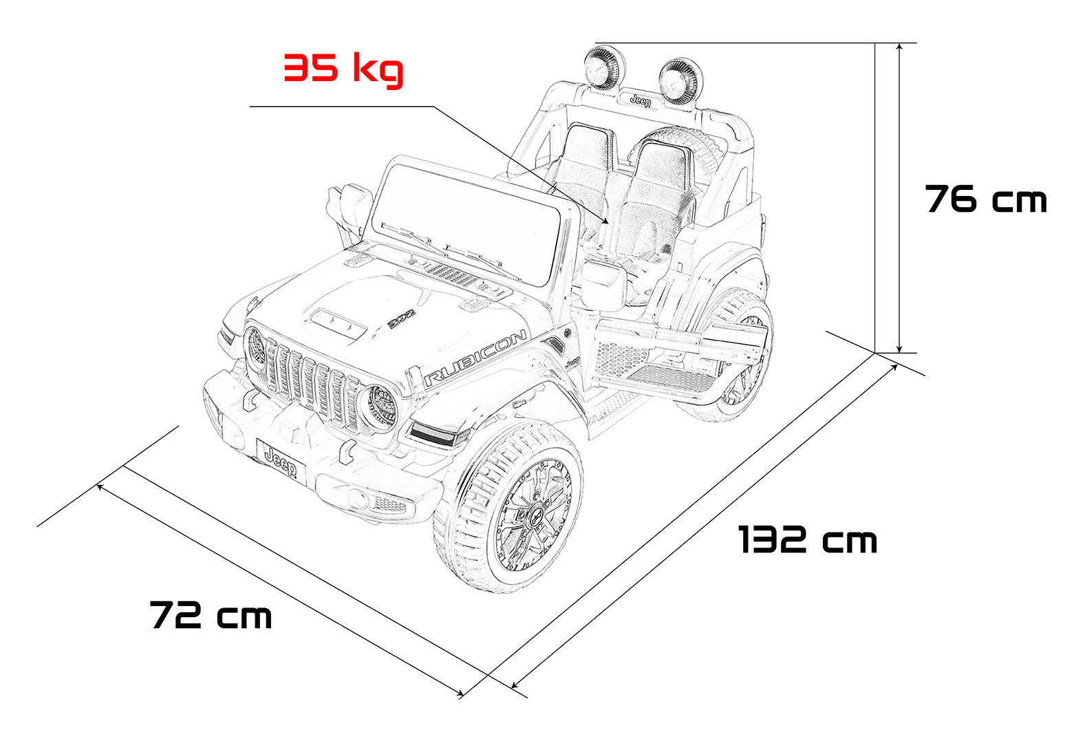 Licencirani auto na akumulator Jeep Wrangler Rubicon LIFT - rozi