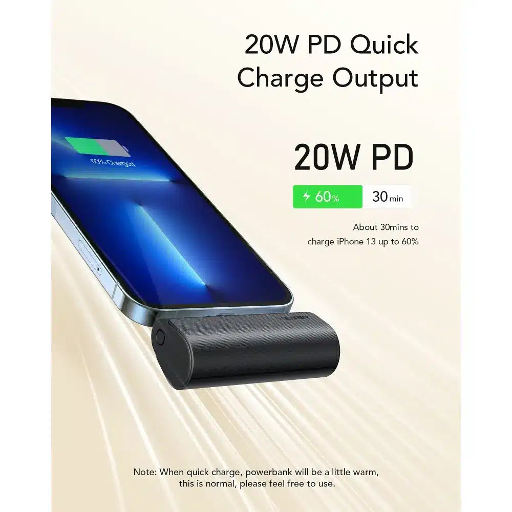Powerbank VEGER PlugOn - 5000mAh sa ugrađenim konektorom za Lightning 8-pin PD 20W
