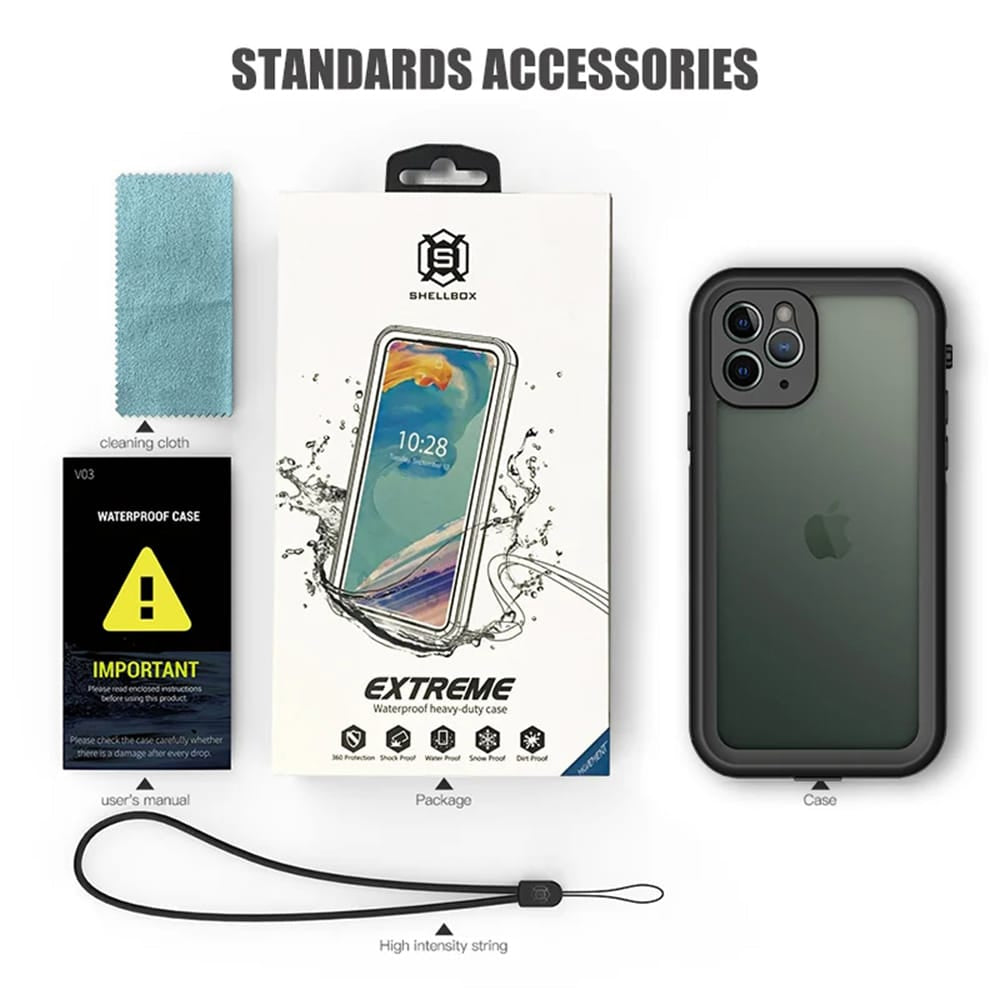 ShellBox – Vodotěsný IP68 360° MagSafe kryt pro iPhone 14 Pro Max – černá