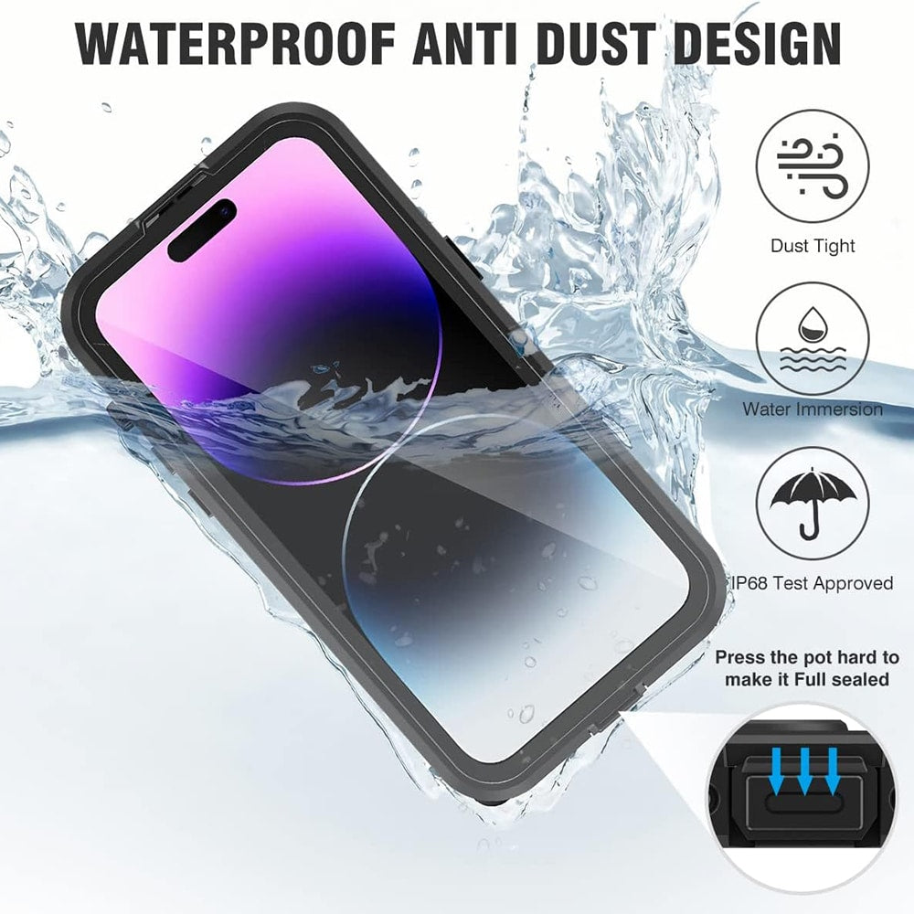 ShellBox – Vodotěsný IP68 360° MagSafe kryt pro iPhone 14 Pro Max – černá