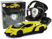 Licencirani auto na daljinsko upravljanje Lamborghini Veneno 2.4 G sa efektima - žuti