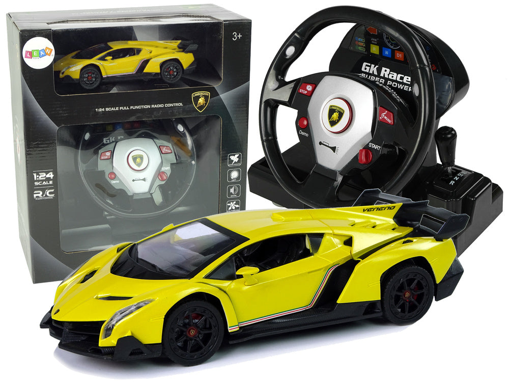 Licencirani auto na daljinsko upravljanje Lamborghini Veneno 2.4 G sa efektima - žuti