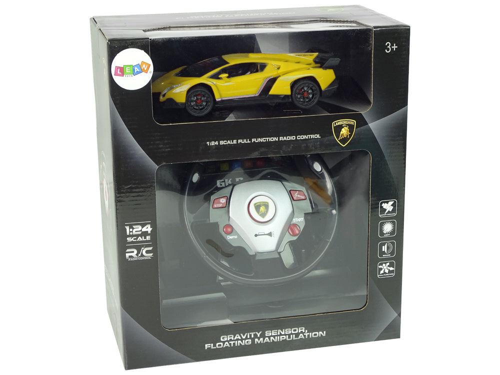Licencirani auto na daljinsko upravljanje Lamborghini Veneno 2.4 G sa efektima - žuti