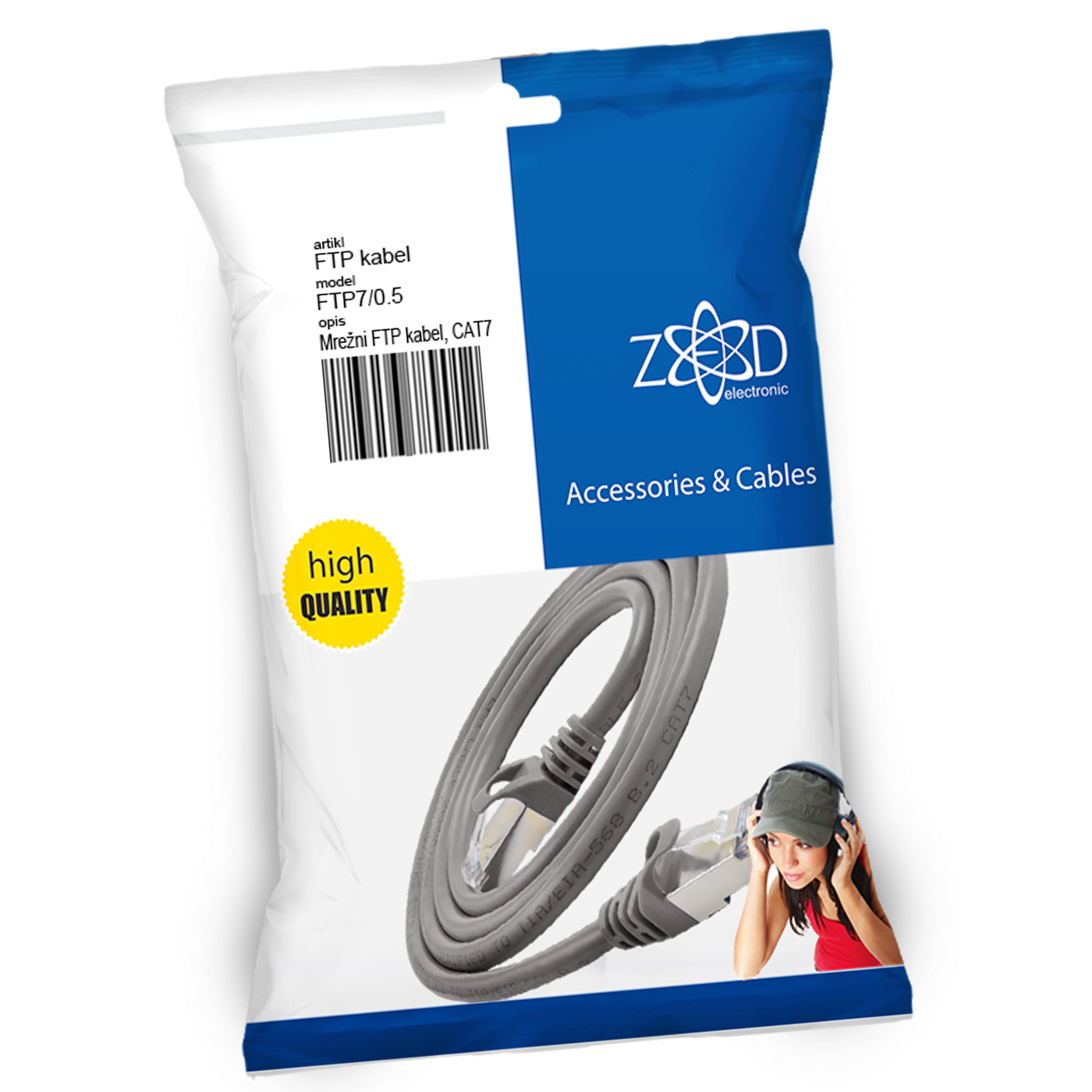 ZED electronic Mrežni FTP kabel, CAT7, dužina 0.5 metara - FTP7/0.5
