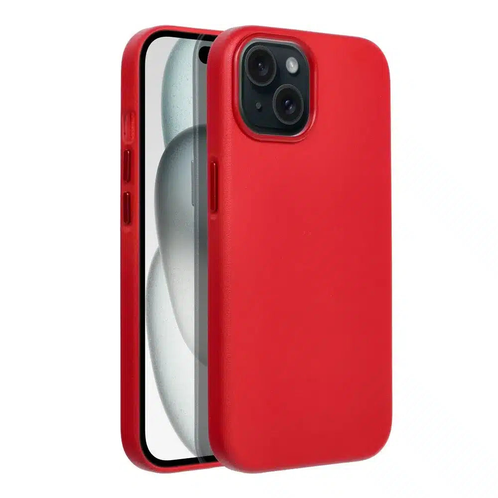 Usnjena prevleka Mag Cover, združljiva z MagSafe, za iPhone 15, rdeča