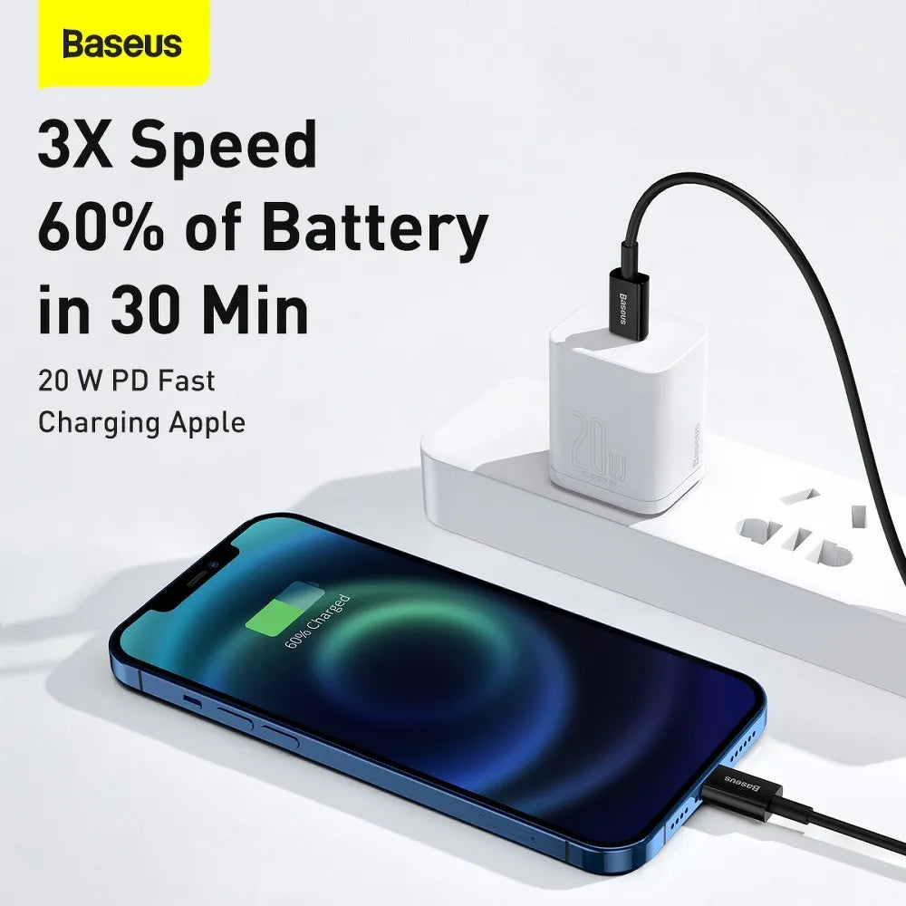 BASEUS Type C kabel za Apple Lightning 8-pinski PD20W Superior Series Fast Charging CATLYS-C01 2 metra crni