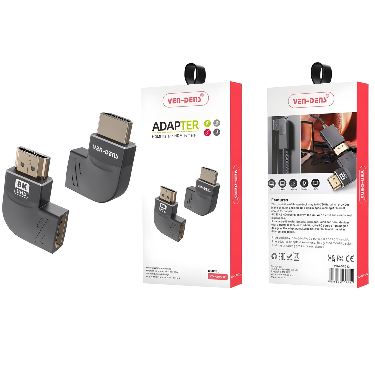 Čvrsti i izdržljivi 8K adapter - Crna KP34023