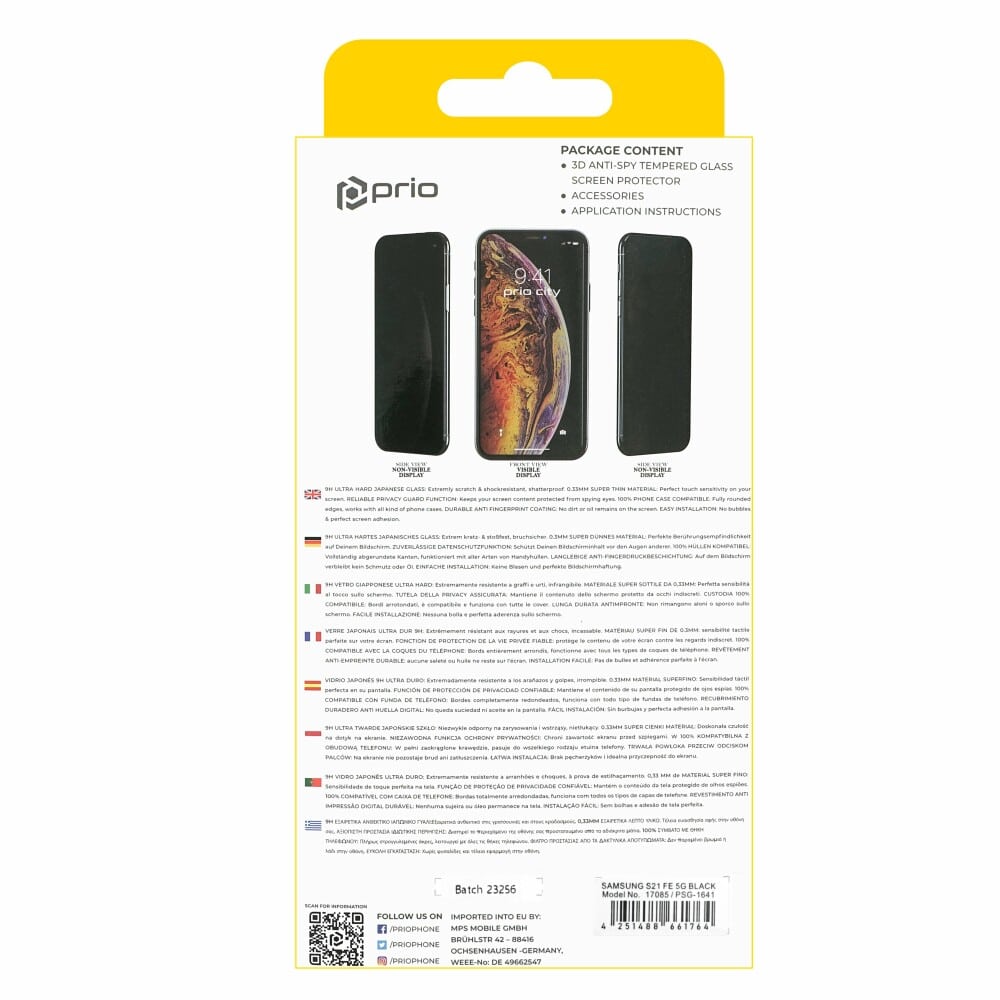 Prio 3D Anti-Spy tvrzené sklo pro Samsung S21 FE 5G černé