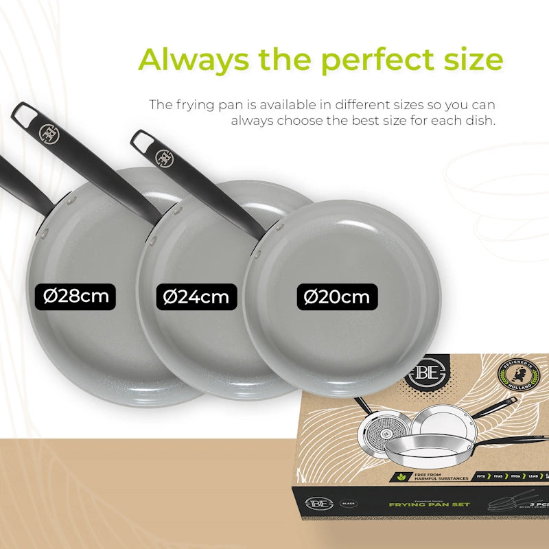 BE Living Set tava Essential Black 20-24-28 cm