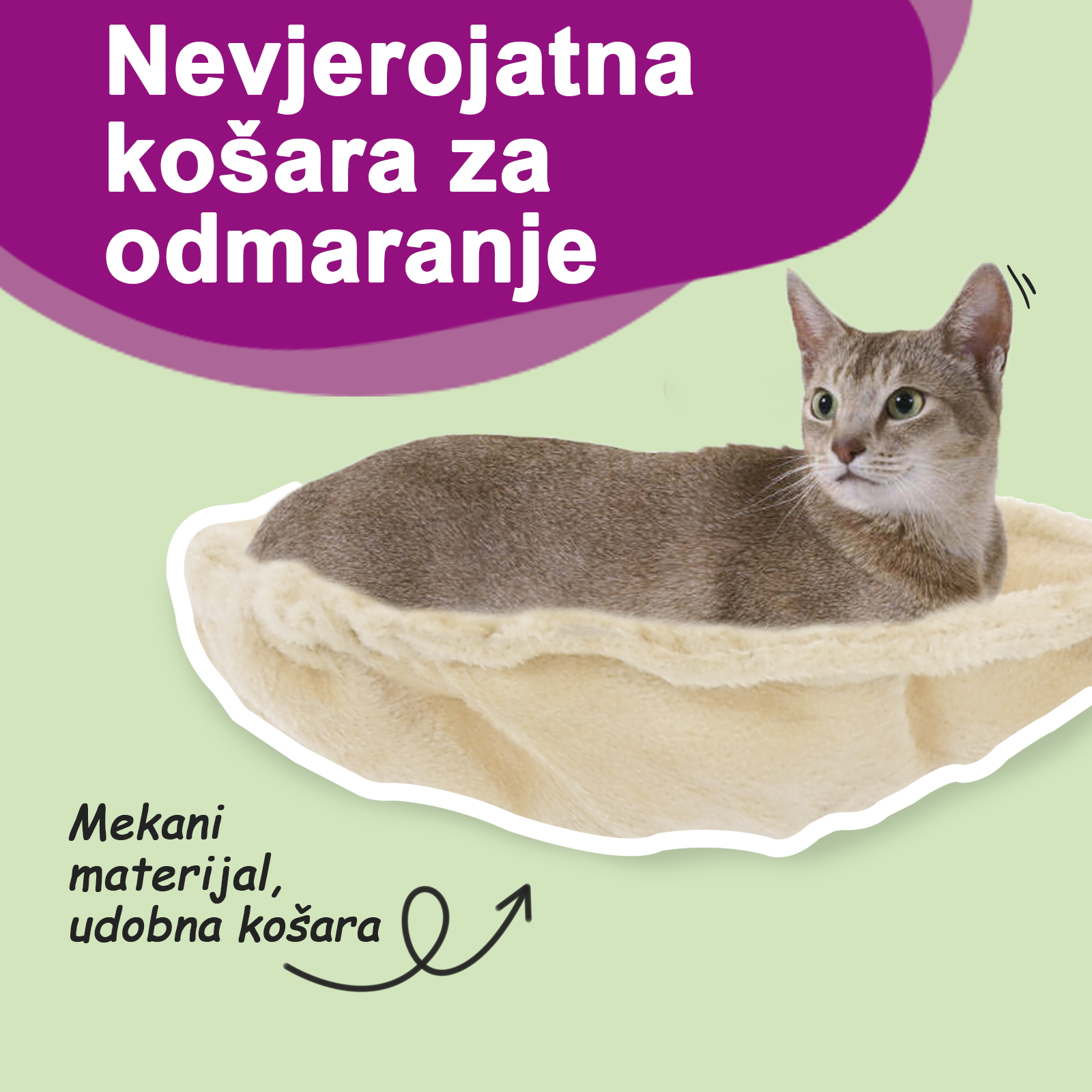 Penjalica za mačke sa stupovima za grebanje krem 110 cm