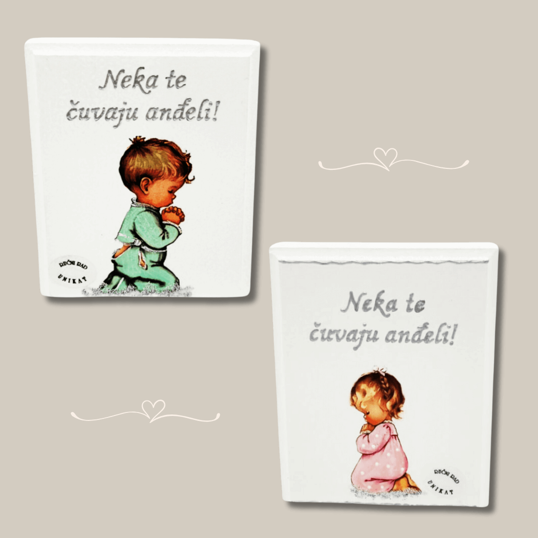 Samostojeća slika za krštenje ili rođenje djeteta – Neka te čuvaju anđeli!