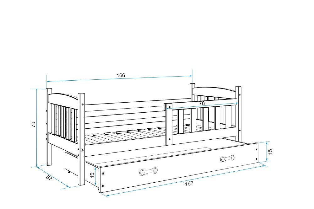 Krevet BMS Kubus + ladica 160x80 cm, BIA