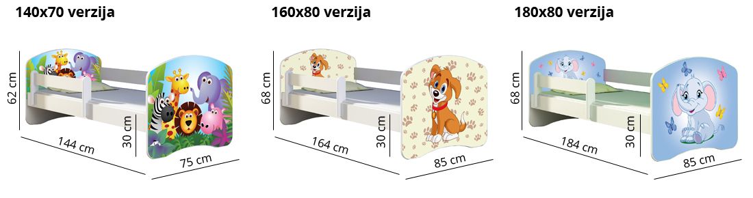 Dječji krevet ACMA s motivom, bočna roza + ladica 140x70 cm 43 Konjić