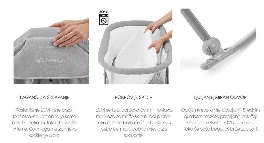 Kinderkraft Krevetić LOVI 3u1, beige