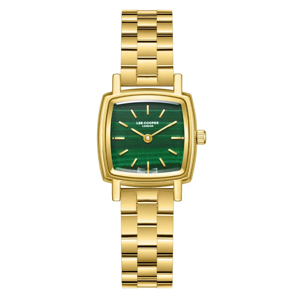 RUČNI SAT LEE COOPER 8283 - Brojčanik zelena, remen zlatna, kućište zlatna