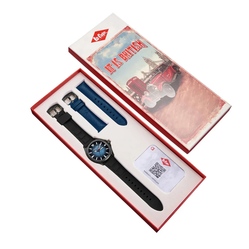 SET LEE COOPER 8364 - Brojčanik plava, remen crna, kućište crna
