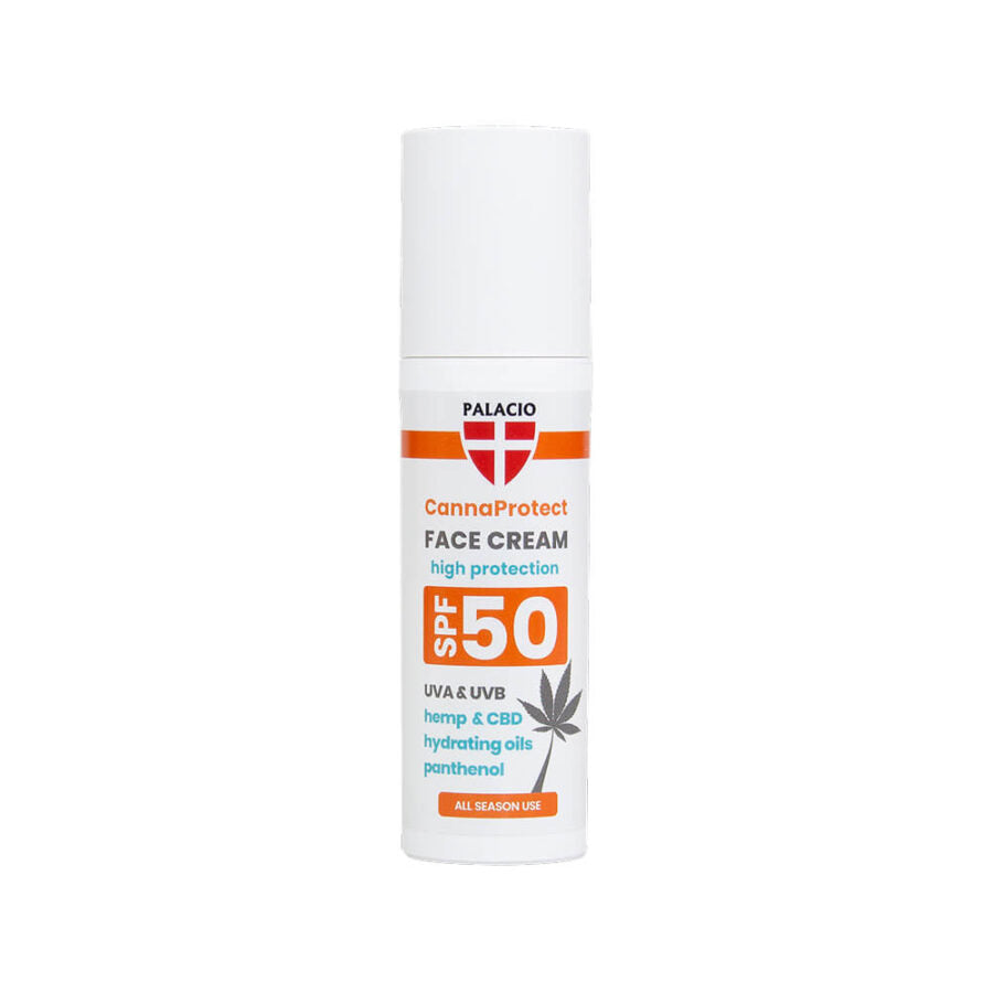 Krema za lice s visokom zaštitom SPF 50, konopljinim uljem, CBD-om i pantenolom