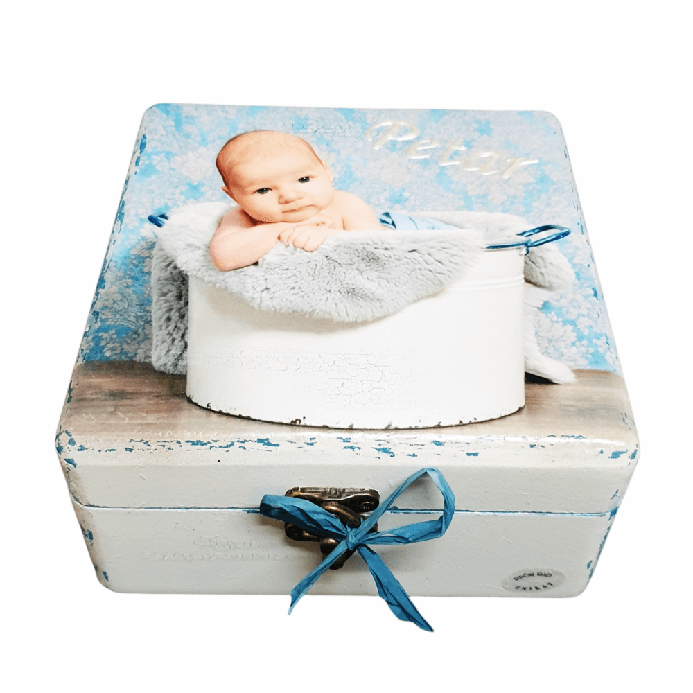 Personalizirane škatle s fotografijami – Darilo za krst ali rojstni dan - 16x16x10cm - 1913