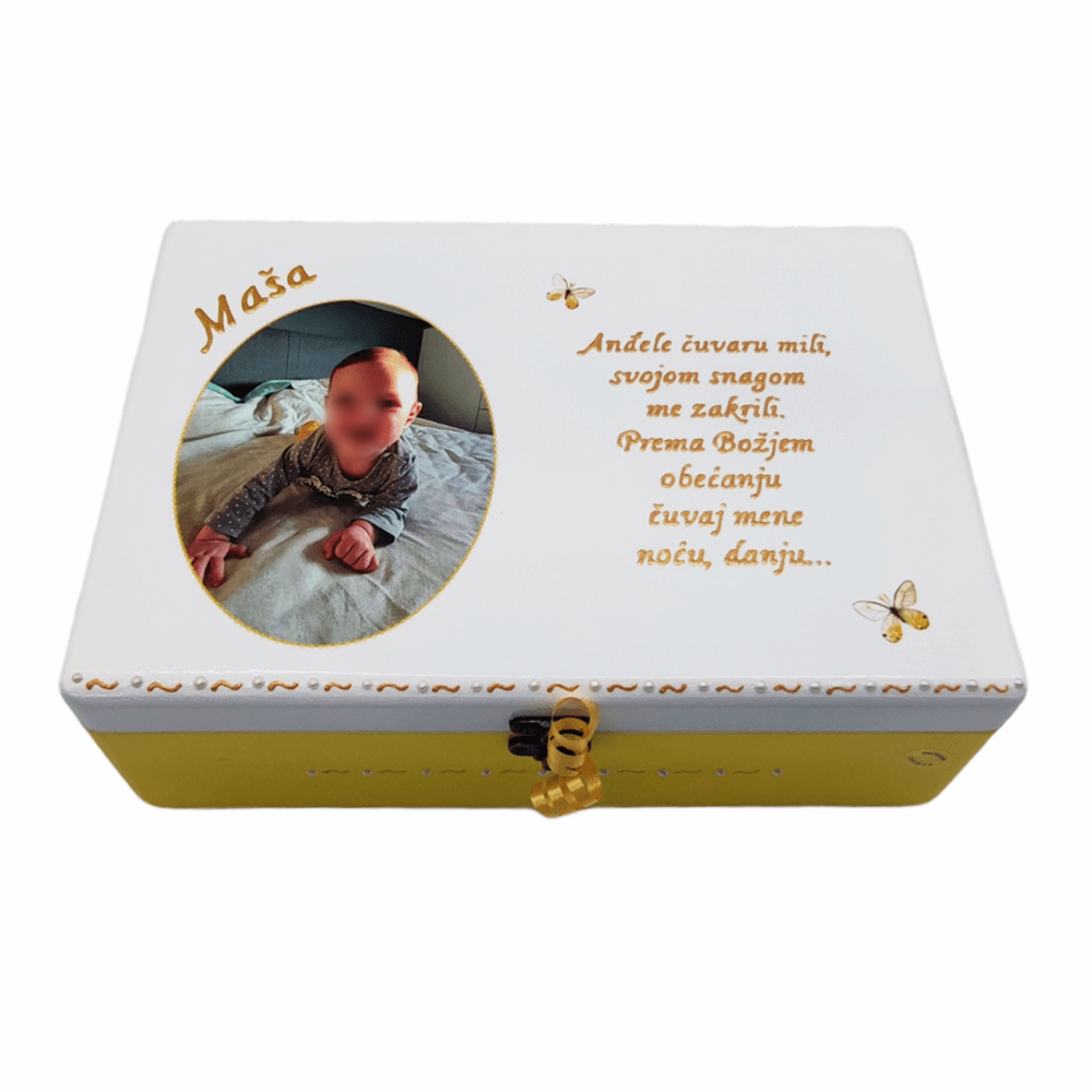 Personalizirane škatle spominov s fotografijo otroka – darilo za krst, rojstni dan vaše deklice - 9. 20x30x10cm - 1809