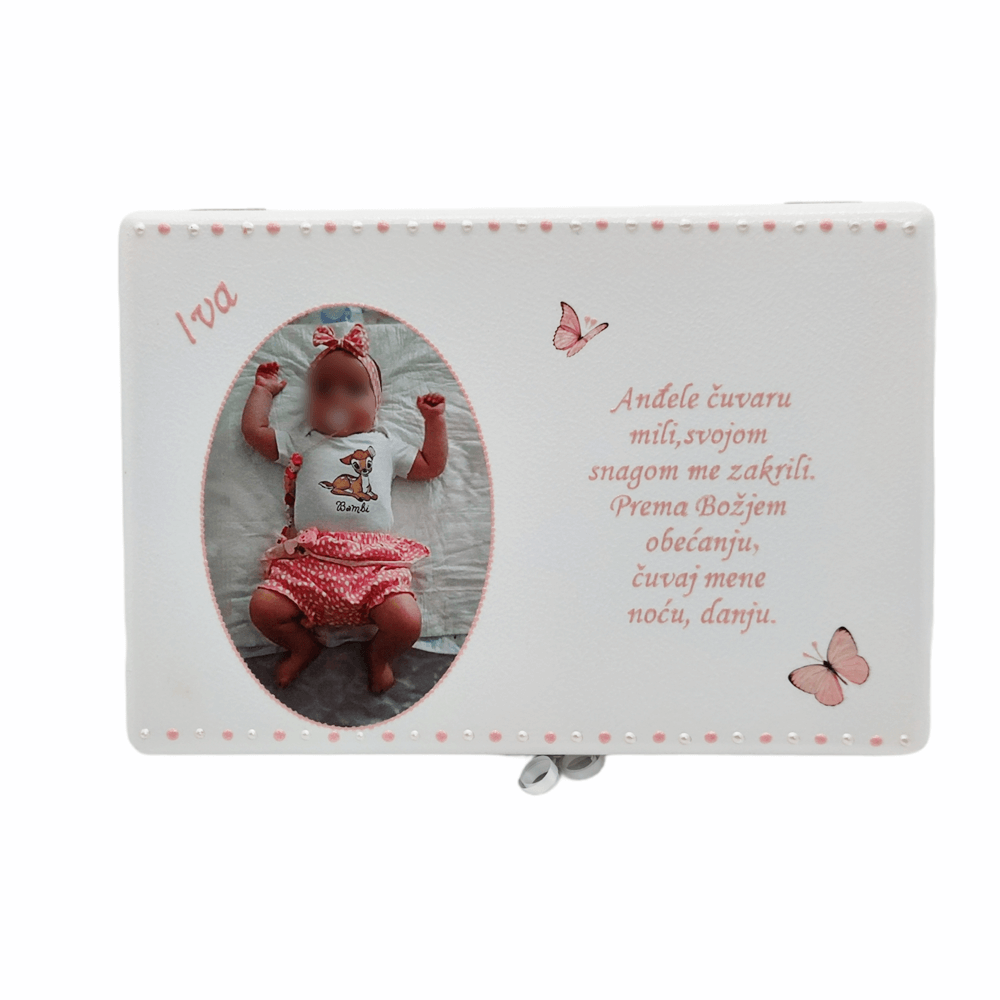 Personalizirane škatle spominov s fotografijo dojenčka – Darilo za krst, rojstni dan vaše punčke - 5. 20x30x10cm - 1806