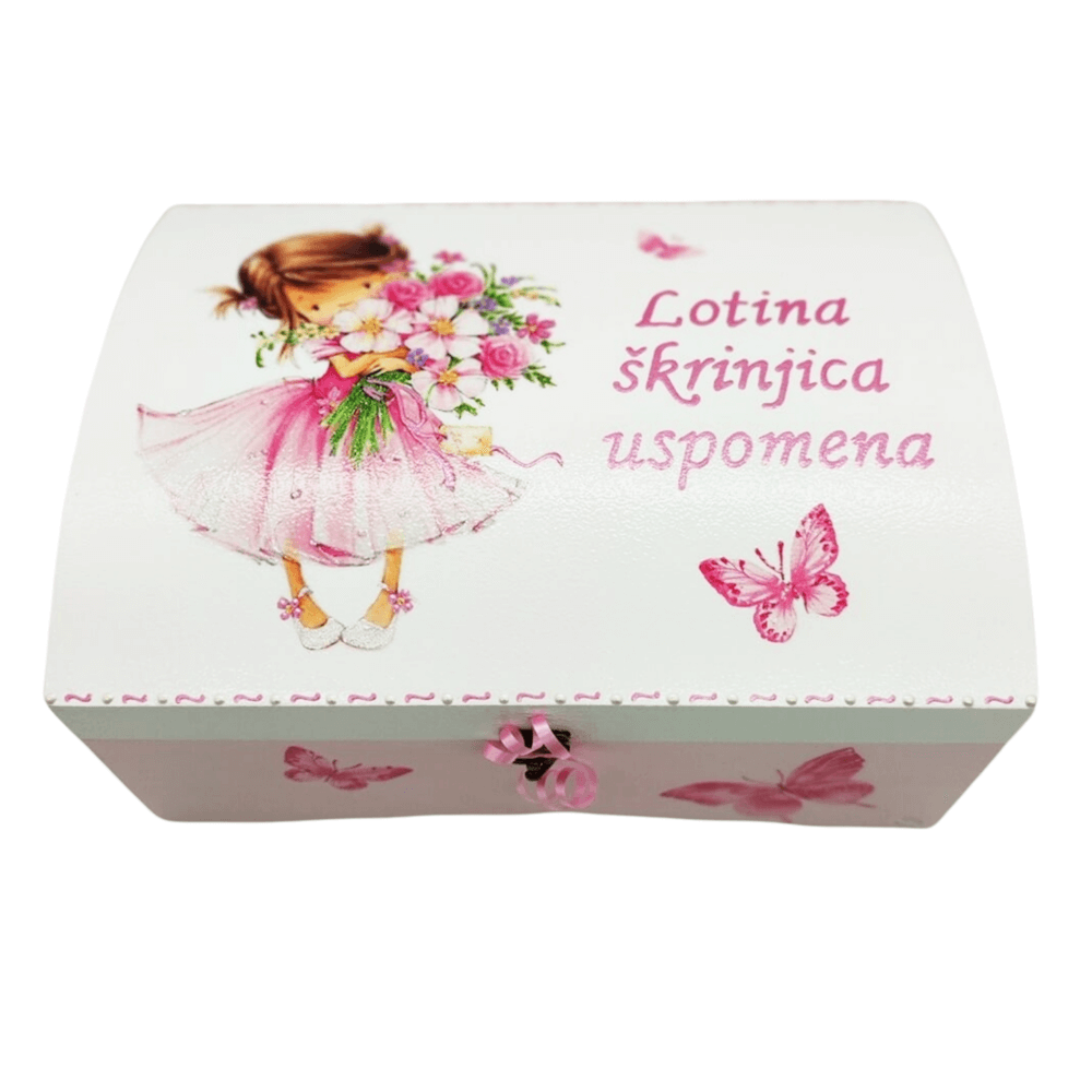 Škatlica spominov, unikatno darilo za krst ali rojstni dan deklice - 8. 25x35x17cm - 16710