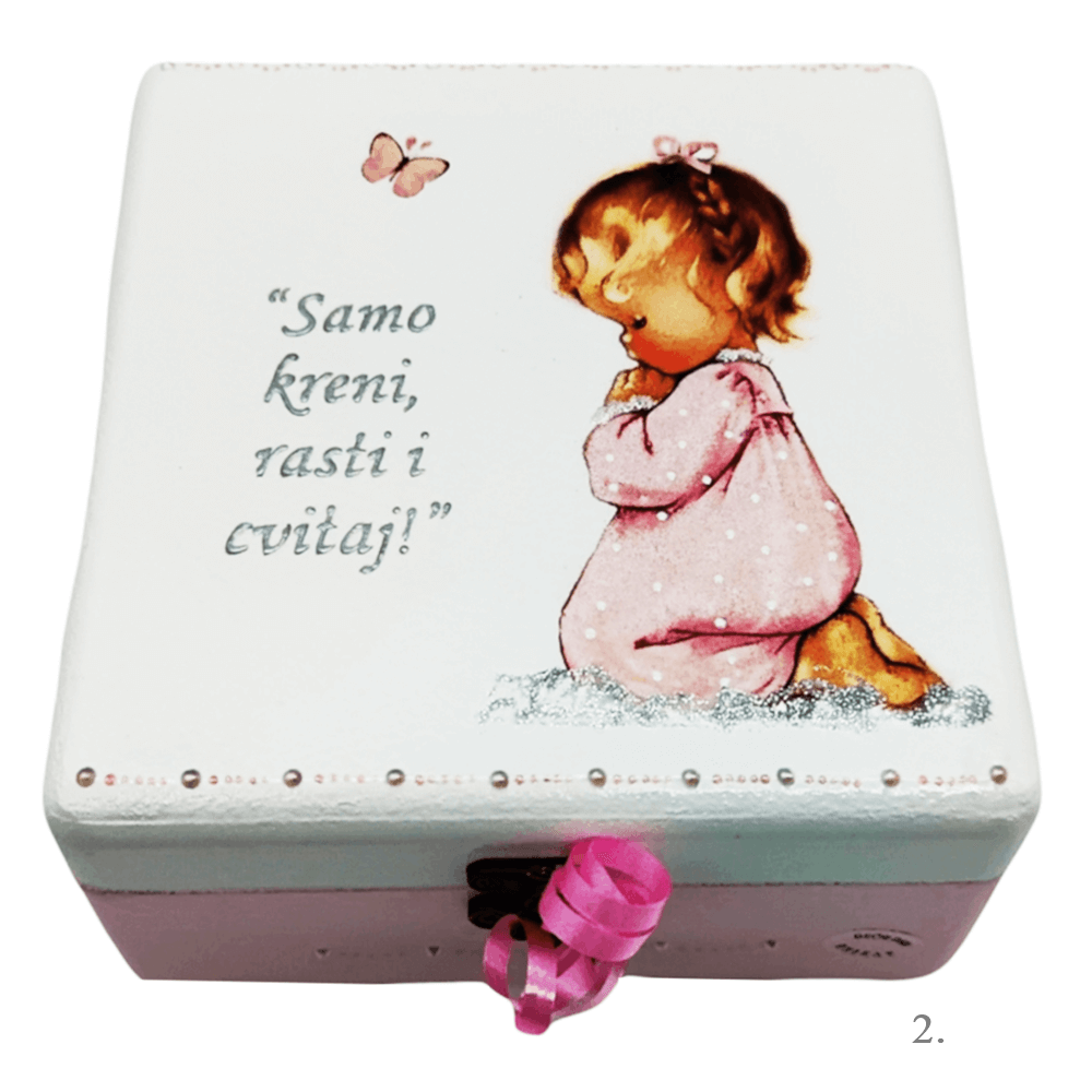 Unikatne škatle za krst, rojstni dan – Darilo, ki ohranja najdragocenejše spomine deklic - 2. 16x16x10cm -16512