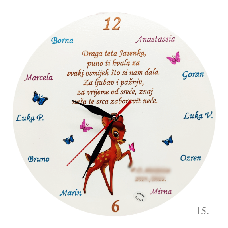 Personalizirani zidni satovi – Unikatni dar zahvalnosti za učiteljice i tete u vrtiću - 15. - 1796