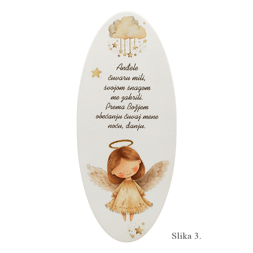Darilo za krst – Slika z motivom angela in molitvijo »Angel varuh moj« - 3. Angel varuh - 1876