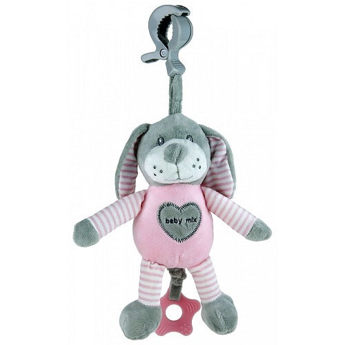 Plišani glazbeni pas grey&pink