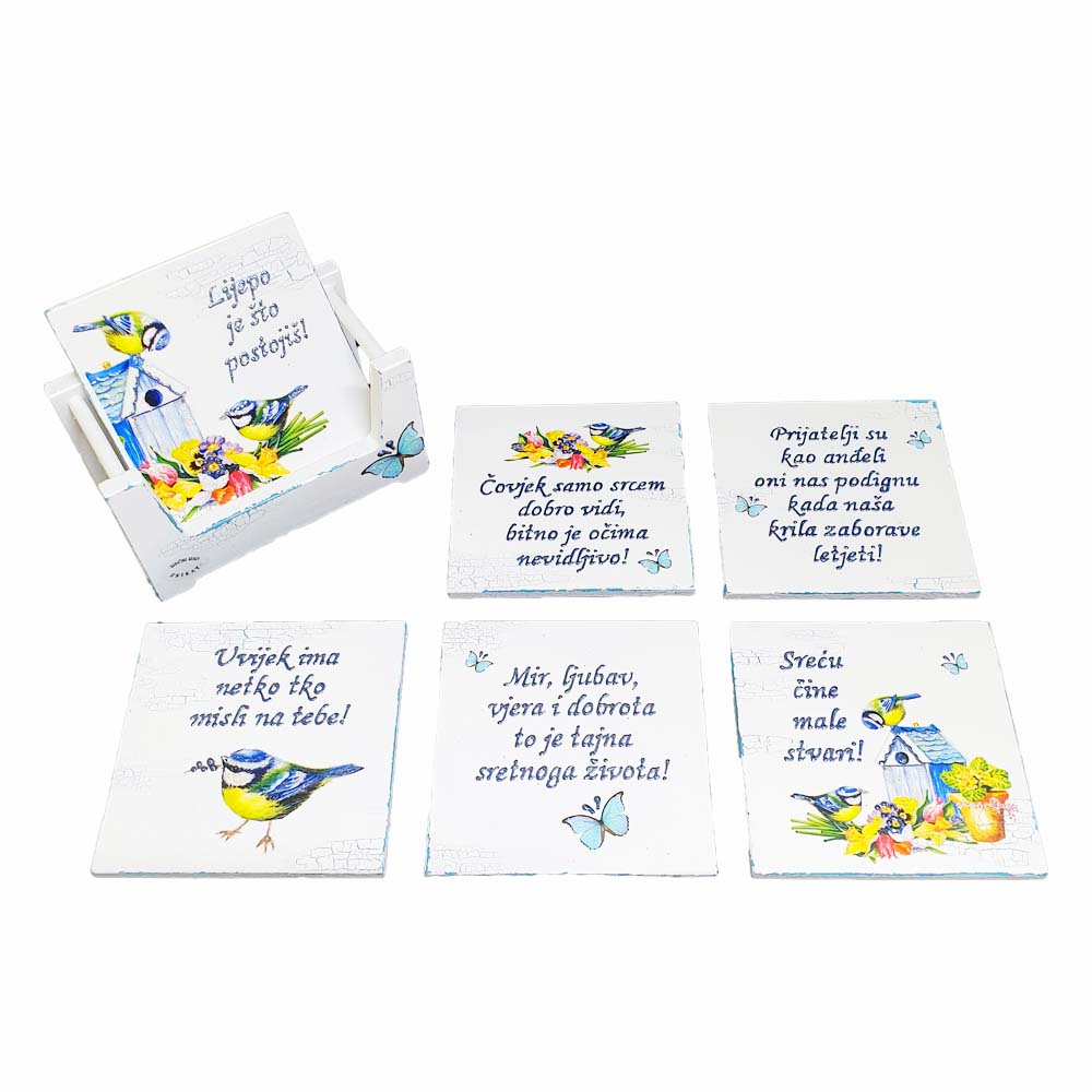 Vždy je tu někdo, kdo na vás myslí! Podtácky pod sklenice + stojánek Š16343