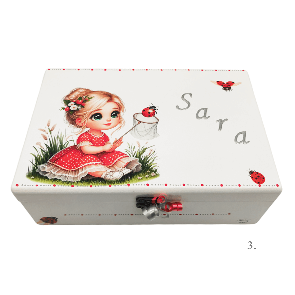Škatla spominov, personalizirana z imenom - darilo za rojstvo, krst ali rojstni dan otroka - 3. 20x30x10cm - 154382