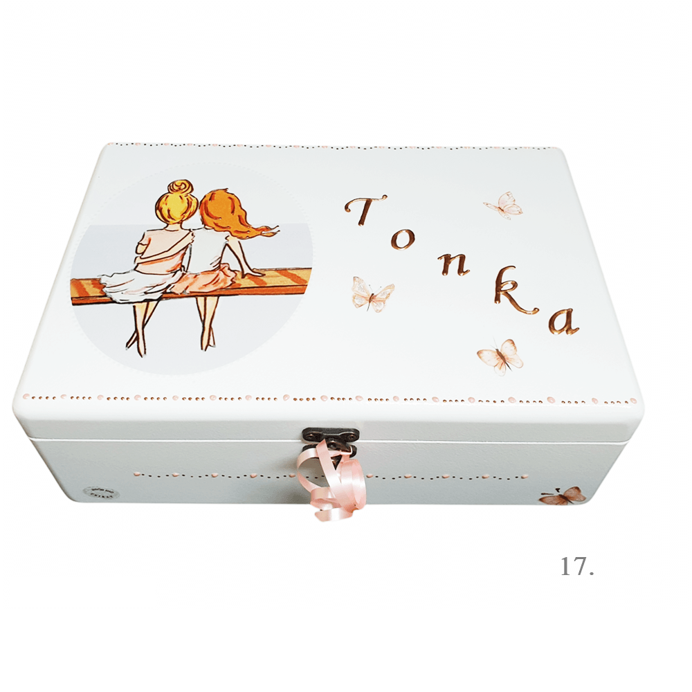 Škatla spominov, personalizirana z imenom - darilo za rojstvo, krst ali rojstni dan otroka - 17. 20x30x10cm - 15420