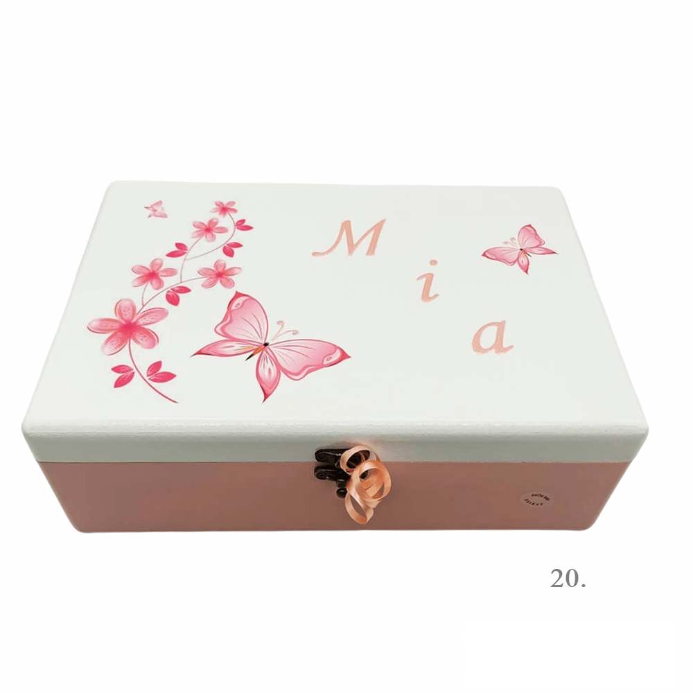 Škatla spominov personalizirana z imenom - darilo za rojstvo, krst ali rojstni dan otroka - 20. 20x30x10cm - 15464