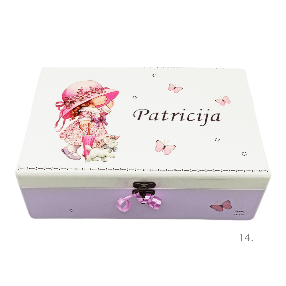 Škatla spominov, personalizirana z imenom - darilo za rojstvo, krst ali rojstni dan otroka - 14. 20x30x10cm - 125427