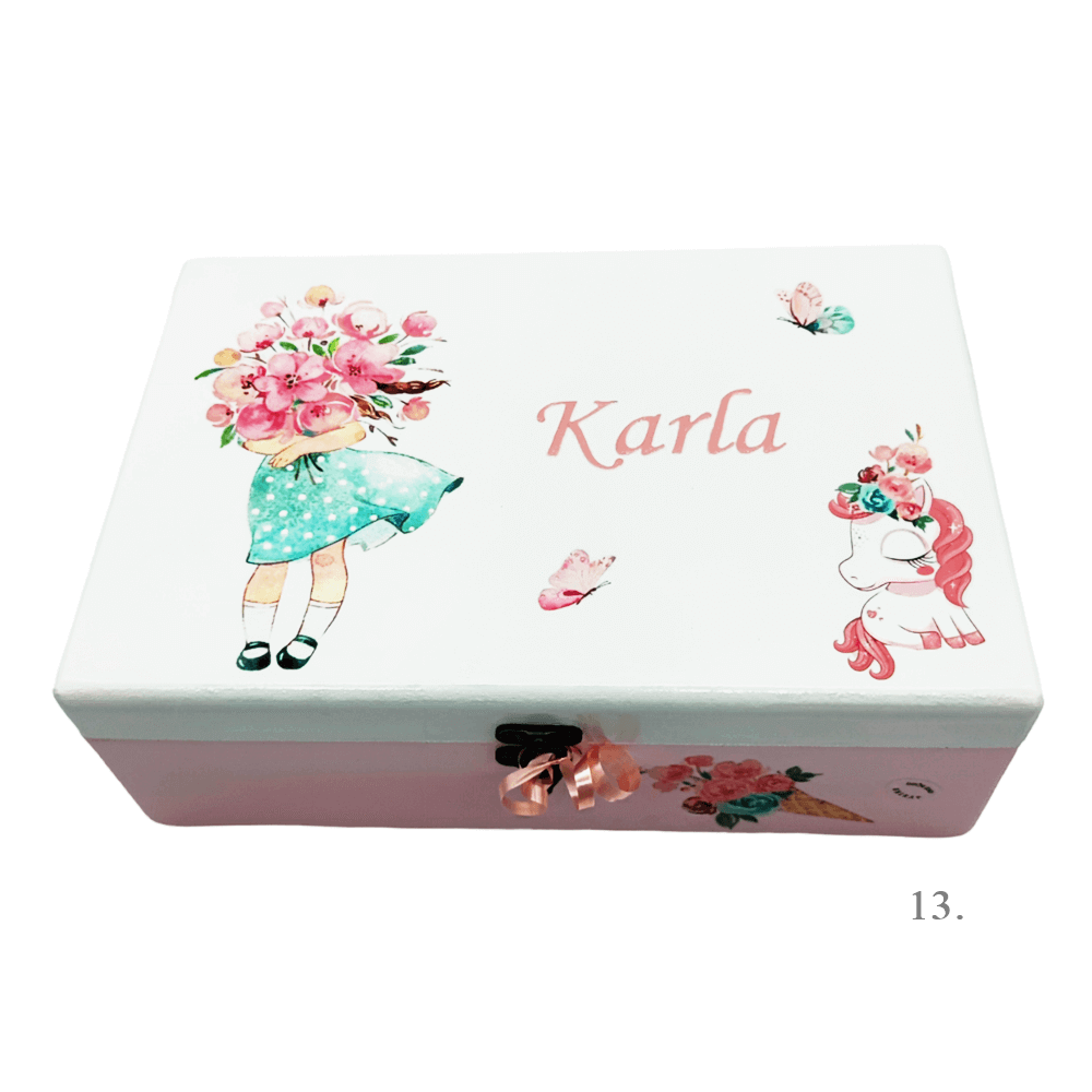 Škatla spominov, personalizirana z imenom - darilo za rojstvo, krst ali rojstni dan otroka - 13. 20x30x10cm - 154294