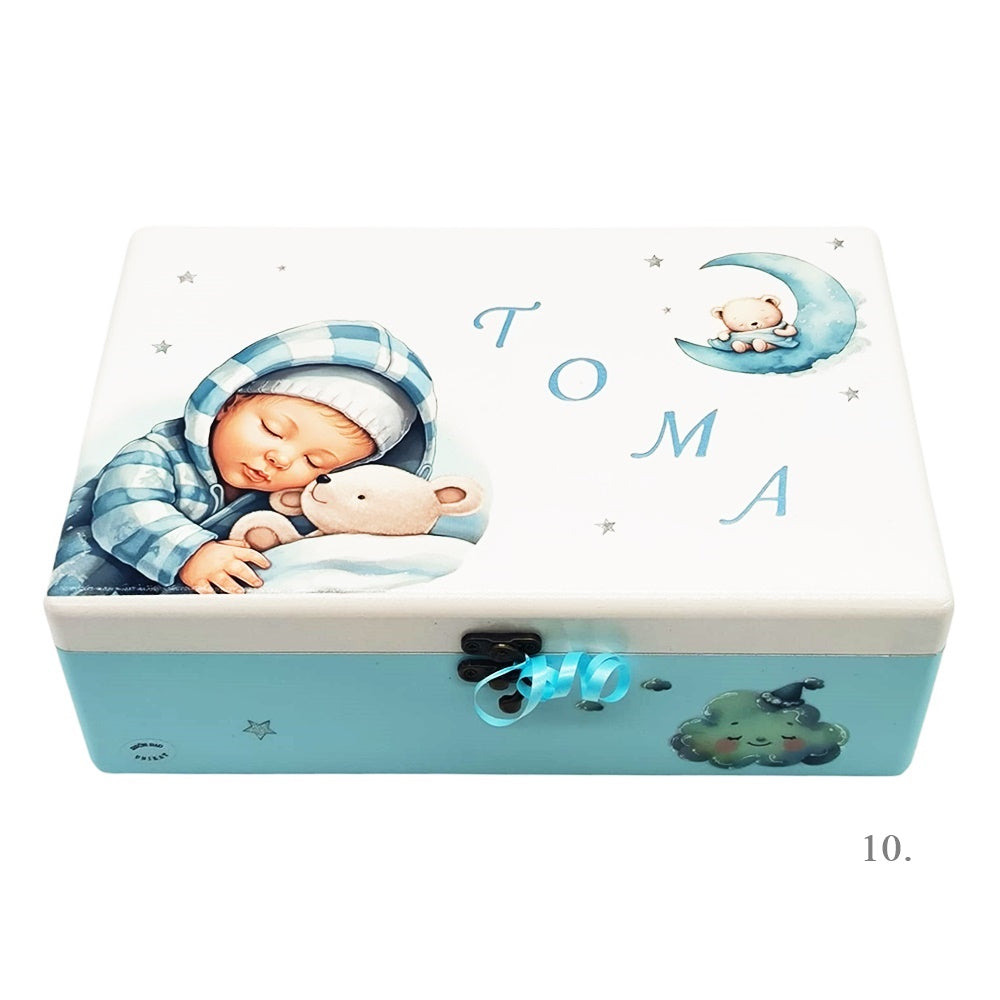 Škatla spominov, personalizirana z imenom - darilo za rojstvo, krst ali rojstni dan otroka - 10. 20x30x10cm - 154387