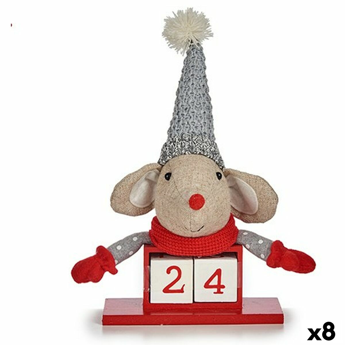 Božićni ukras Krist+ Bijela Crvena Siva Krema Miš 20 x 11 x 20 cm Kalendar (8 kom.)