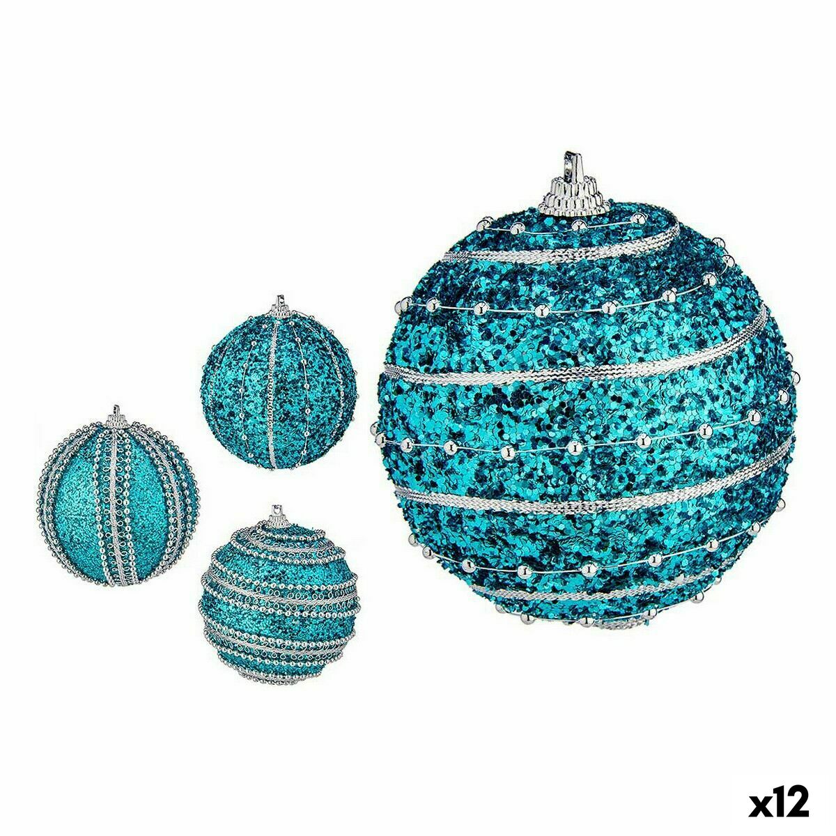 Set božićnih kuglica Krist+ Plava PVC Ø 8 cm S olakšanjem (12 kom.)