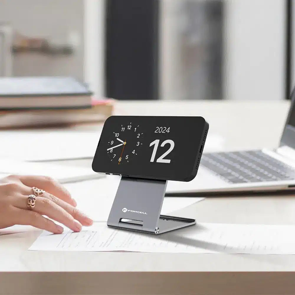 FORCELL F-ENERGY Flip Charge Qi2 15W MagSafe kompatibilan bežični punjač srebrni