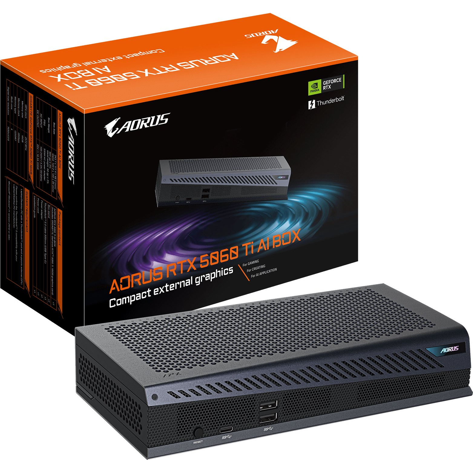 GIGABYTE AORUS RTX 5060 Ti AI BOX GeForce RTX 5060 Ti Crno