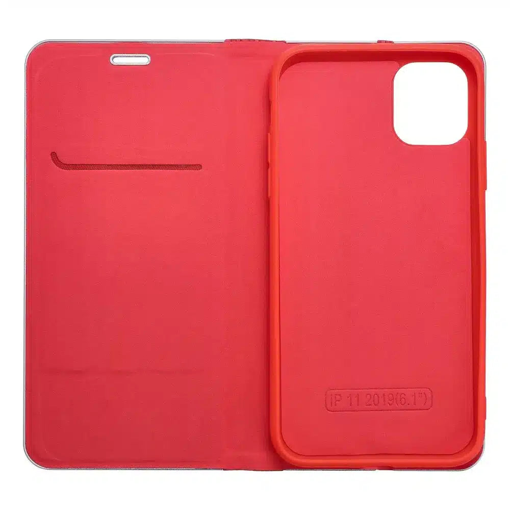 LUNA Book Carbon pouzdro pro iPhone 11 červené